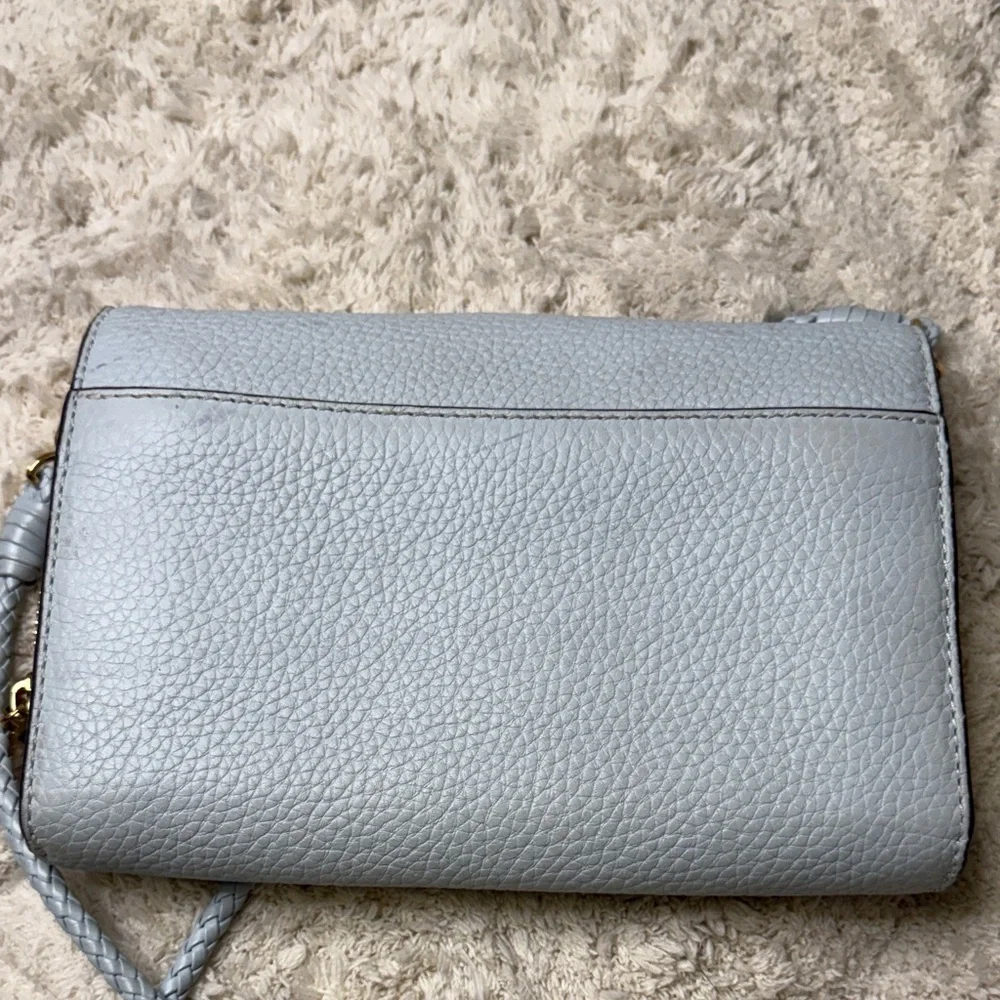 Tory Burch Taylor Flat Wallet Seltzer Blue - Picture 7 of 15